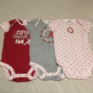 3 Alabama Crimson Tide Onesies Size 18 Months